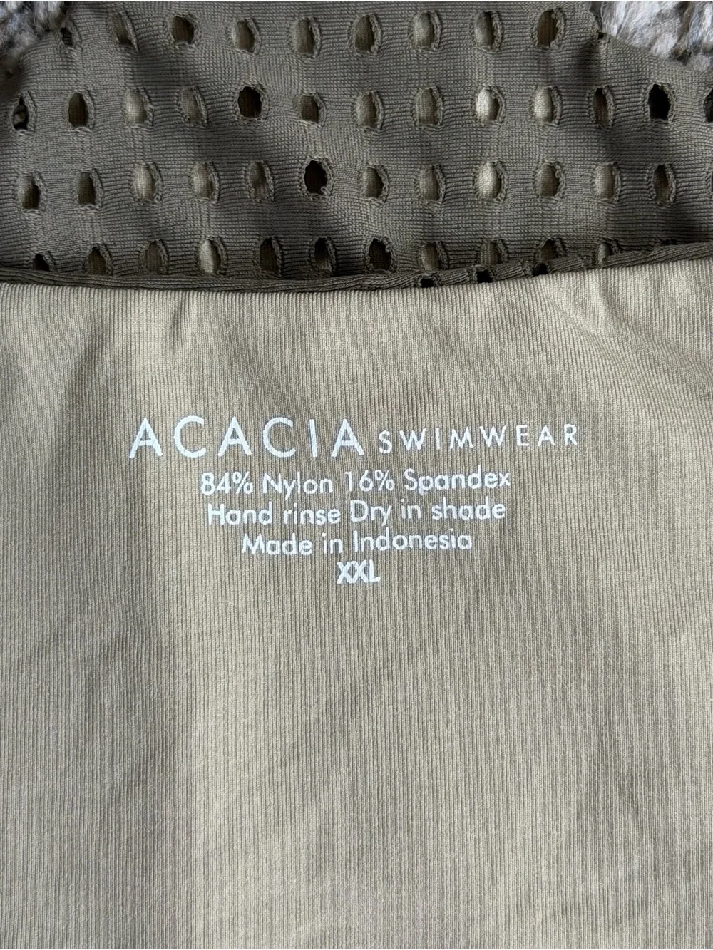 Acacia Swim Honey (Kids) size XXL Olive Mesh & Beige Reversible One Piece
